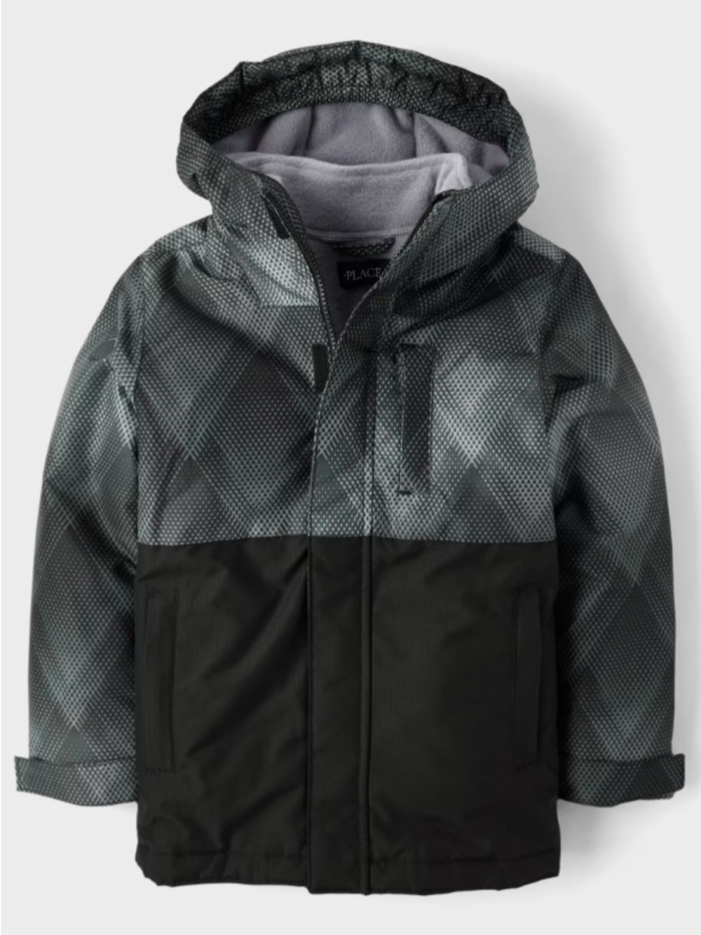 Children’s Place Boys' Black & Gray Hooded Puffer Jacket 10/12 L-G